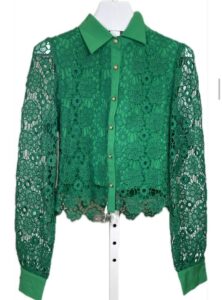 Green Lace Long Sleeve Shirt