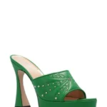 gucci Green Studs embellished Heeled Sandals